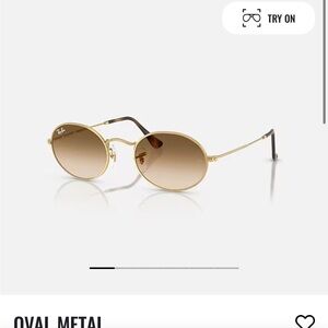 Ray-Ban Gold Oval Sunglasses with Brown Gradient Lenses